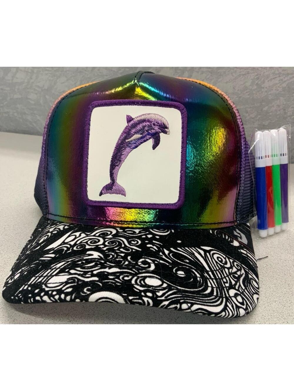 Goorin Animal Trucker Snapback Baseball Hat Cap Lease A Phrank Dolphin Purple